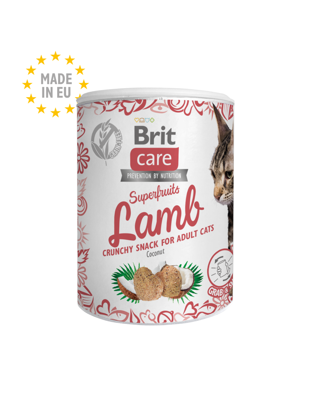 Friandise croquante Brit Care Superfruits à l'Agneau pour Chat Adulte avec noix de coco