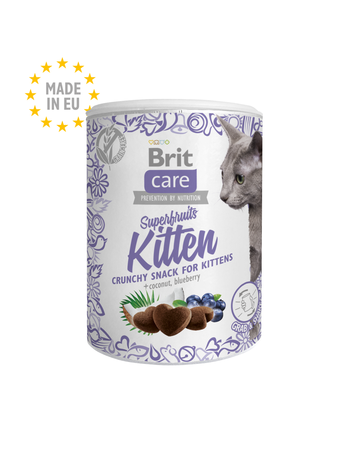 Friandise croquante Brit Care Superfruits Kitten au Poulet pour Chaton avec noix de coco et myrtille