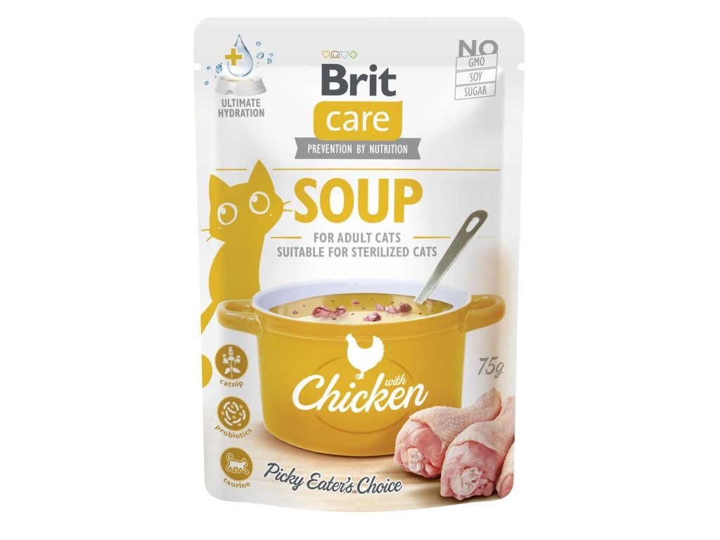 Brit Care Soup au Poulet pour Chat Adulte et Stérilisé 75 g – Soupe humide pour chat