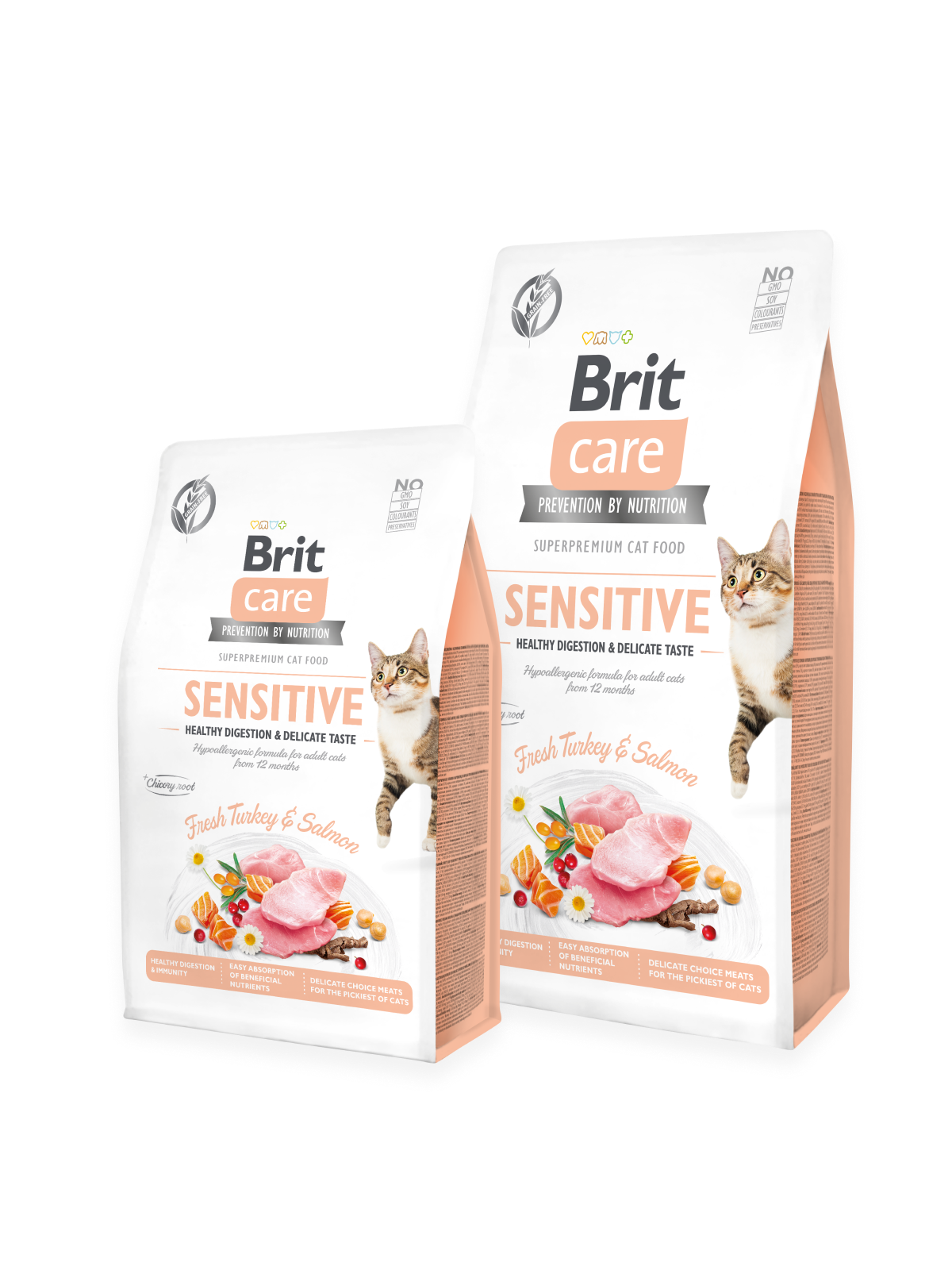 Brit Care Cat Grain-Free Sensitive Healthy Digestion & Delicate Taste 2 kg – Croquettes sans céréales pour chat adulte à digestion sensible