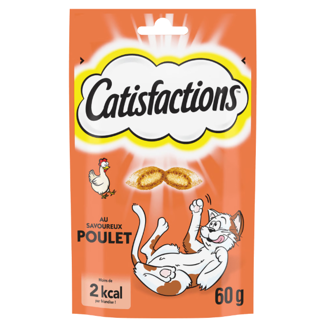 Catisfactions au Savoureux Poulet 60 g – Friandises croustillantes pour chat