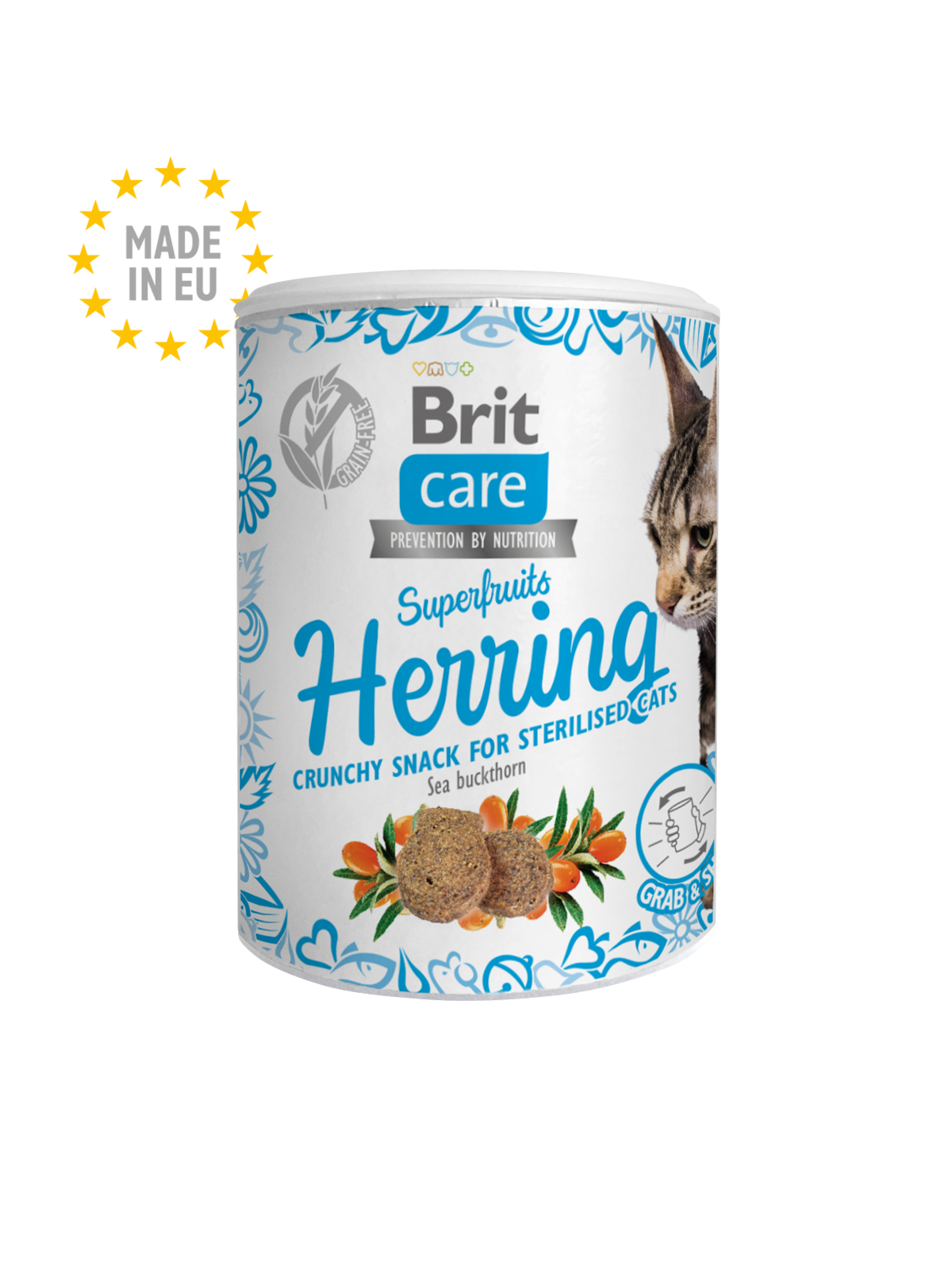 Friandise croquante Brit Care Superfruits au Hareng pour Chat Stérilisé avec argousier
