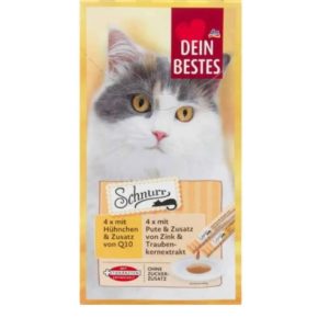 Friandise crémeuse à lécher Dein Bestes Schnurry au Poulet et à la Dinde pour Chat – 8 Sticks