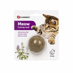 Balle Catnip Flamingo Meow pour Chat avec herbe à chat naturelle