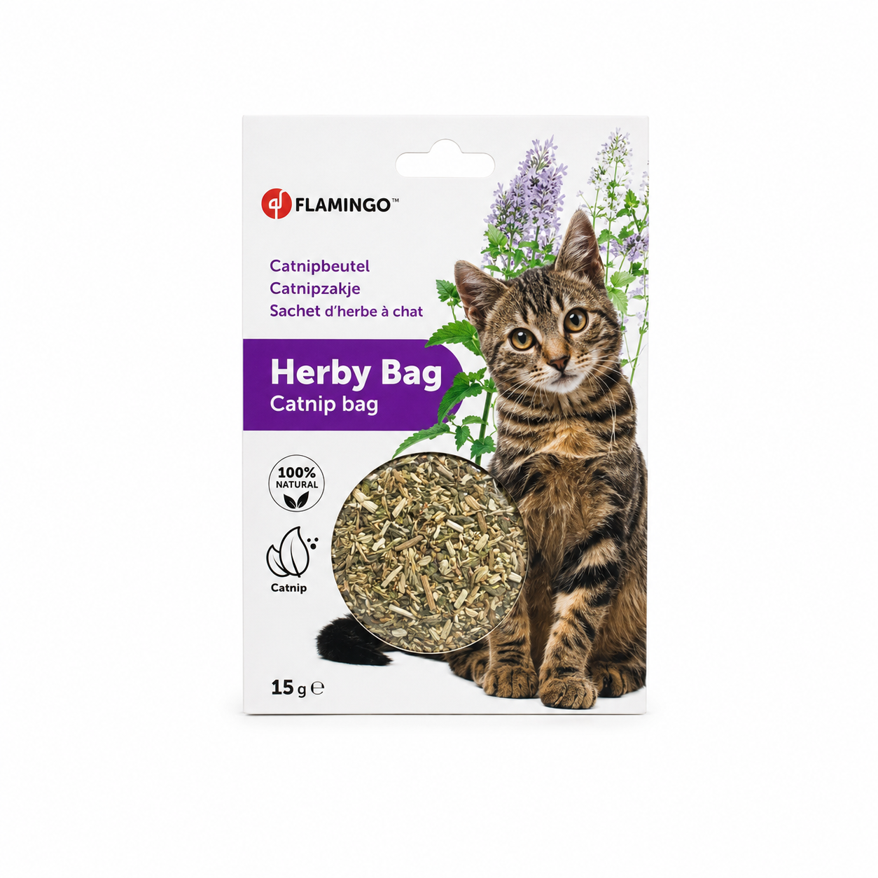 Sachet d'Herbe à Chat Flamingo Herby Bag 15 g Catnip naturel