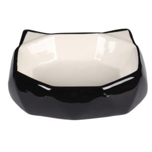 Gamelle chat céramique noire en forme de tête de chat pour nourriture et eau