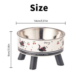 Gamelle chat inox surélevée avec bol en acier inoxydable et motif Fashion Cat