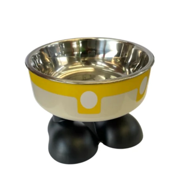 Gamelle chat inox surélevée avec bol en acier inoxydable et pieds antidérapants pour nourriture et eau