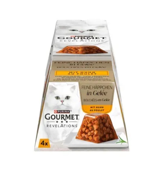Purina Gourmet Révélations Bouchées en Gelée au Poulet 4x57g pour chat adulte