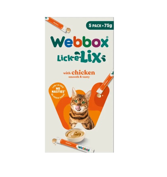 Friandise crémeuse à lécher Webbox Lick-e-Lix au Poulet pour Chat 5 × 15 g