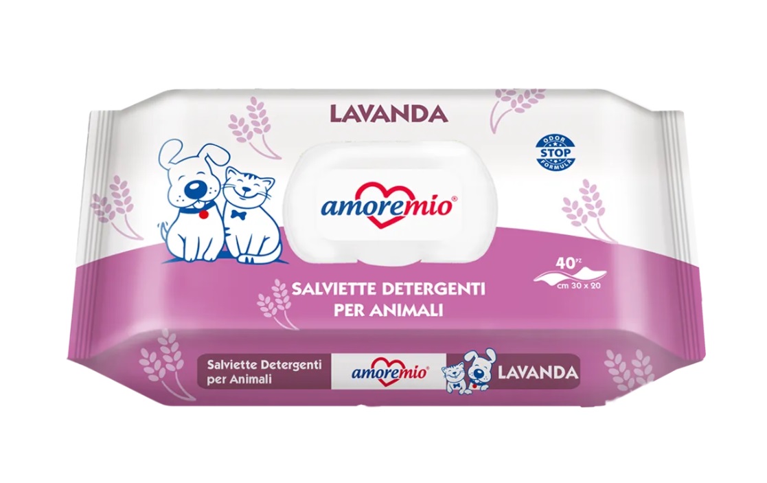 Amoremio Lingettes Nettoyantes Lavande pour Chien et Chat – 40 Lingettes