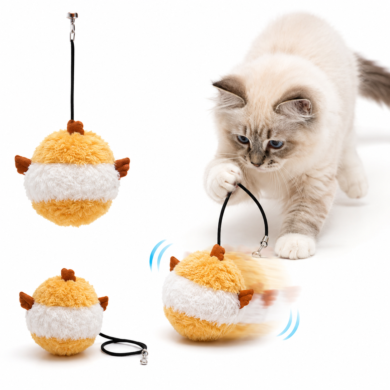 Balle en peluche interactive pour chat douce et résistante