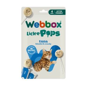 Friandise à lécher Webbox Lick-e-Pops au Thon pour Chat – 4 Pops