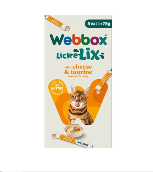 Friandise crémeuse à lécher Webbox Lick-e-Lix au Fromage et à la Taurine pour Chat 5 × 15 g
