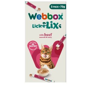 Friandise crémeuse à lécher Webbox Lick-e-Lix au Bœuf pour Chat 5 × 15 g