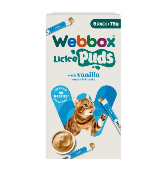 Friandise crémeuse à lécher Webbox Lick-e-Puds à la Vanille pour Chat 5 × 15 g