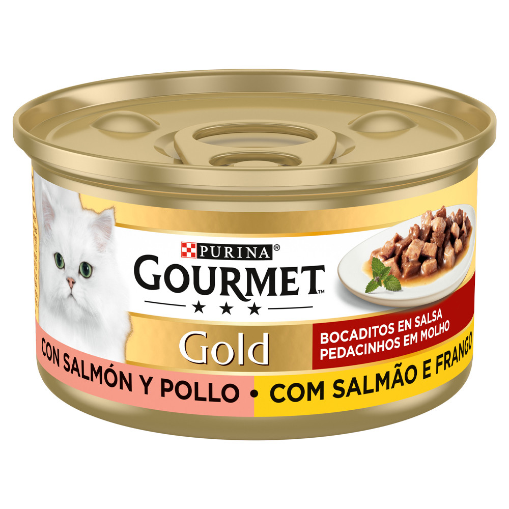 Purina Gourmet Gold Bouchées en Sauce au Saumon et au Poulet 85g pour chat adulte