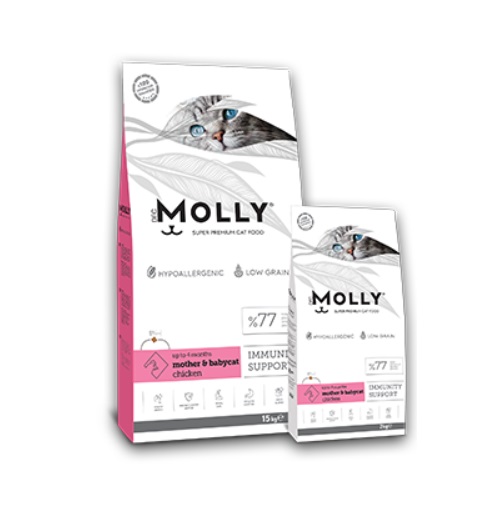 Croquettes Molly Mother & Babycat Chaton au poulet 2 kg et 15 kg