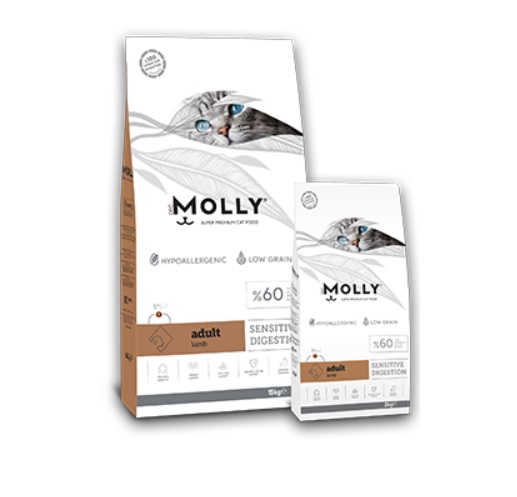 Croquettes Molly Sensitive Digestion pour chat adulte 2 kg et 15 kg