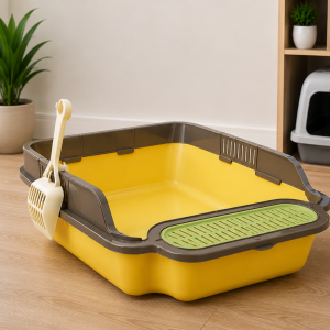 Bac à Litière Ouverte avec Pelle pour Chat - Vert Bac à Litière Ouverte avec Pelle pour Chat - Beige Bac à Litière Ouverte avec Pelle pour Chat - Jaune