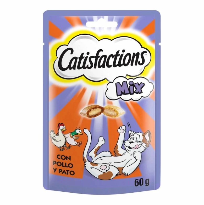 Catisfactions Mix Poulet & Canard 60 g – Friandises croustillantes pour chat