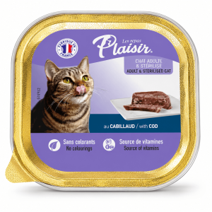 Plaisir Terrine au Cabillaud pour Chat Adulte & Stérilisé 100g