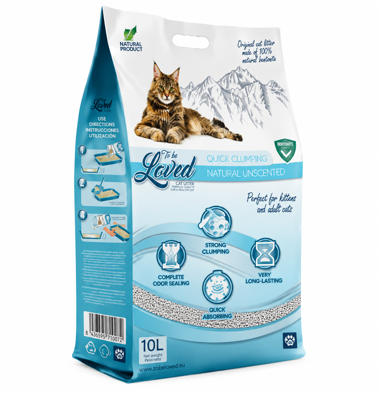 TOBELOVED Litière Natural Unscented 10L pour chat