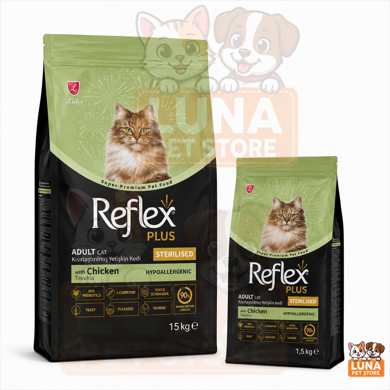 Croquettes Reflex Plus Sterilised au Poulet pour Chat Adulte 1,5 kg | 15 kg