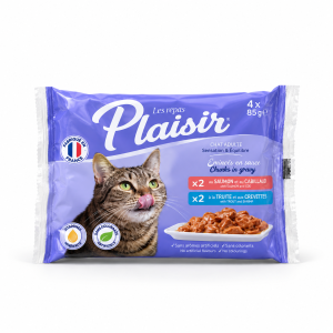 Plaisir émincés en sauce pour chat adulte poissons 4×85 g