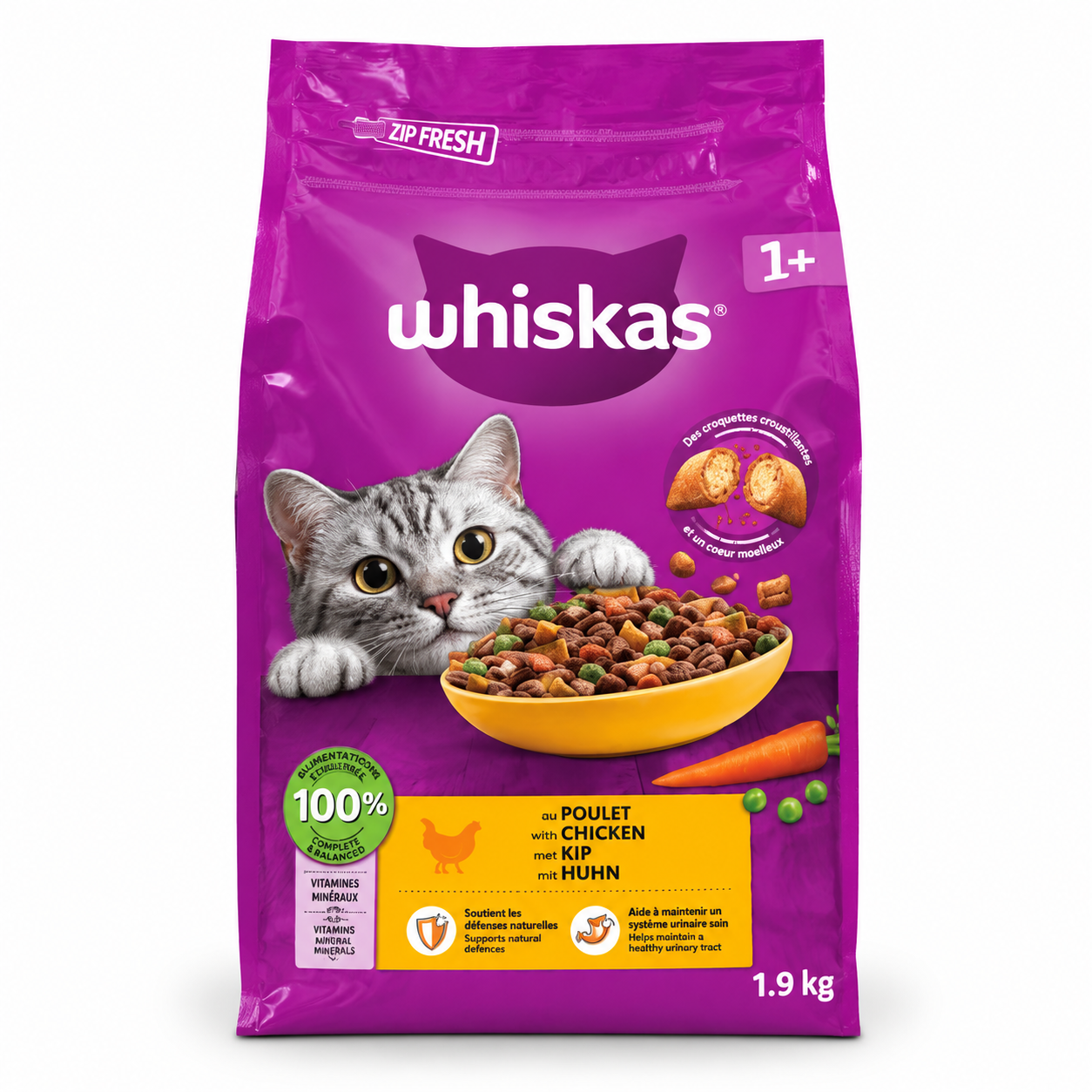 Whiskas croquettes poulet chat adulte 1,9 kg